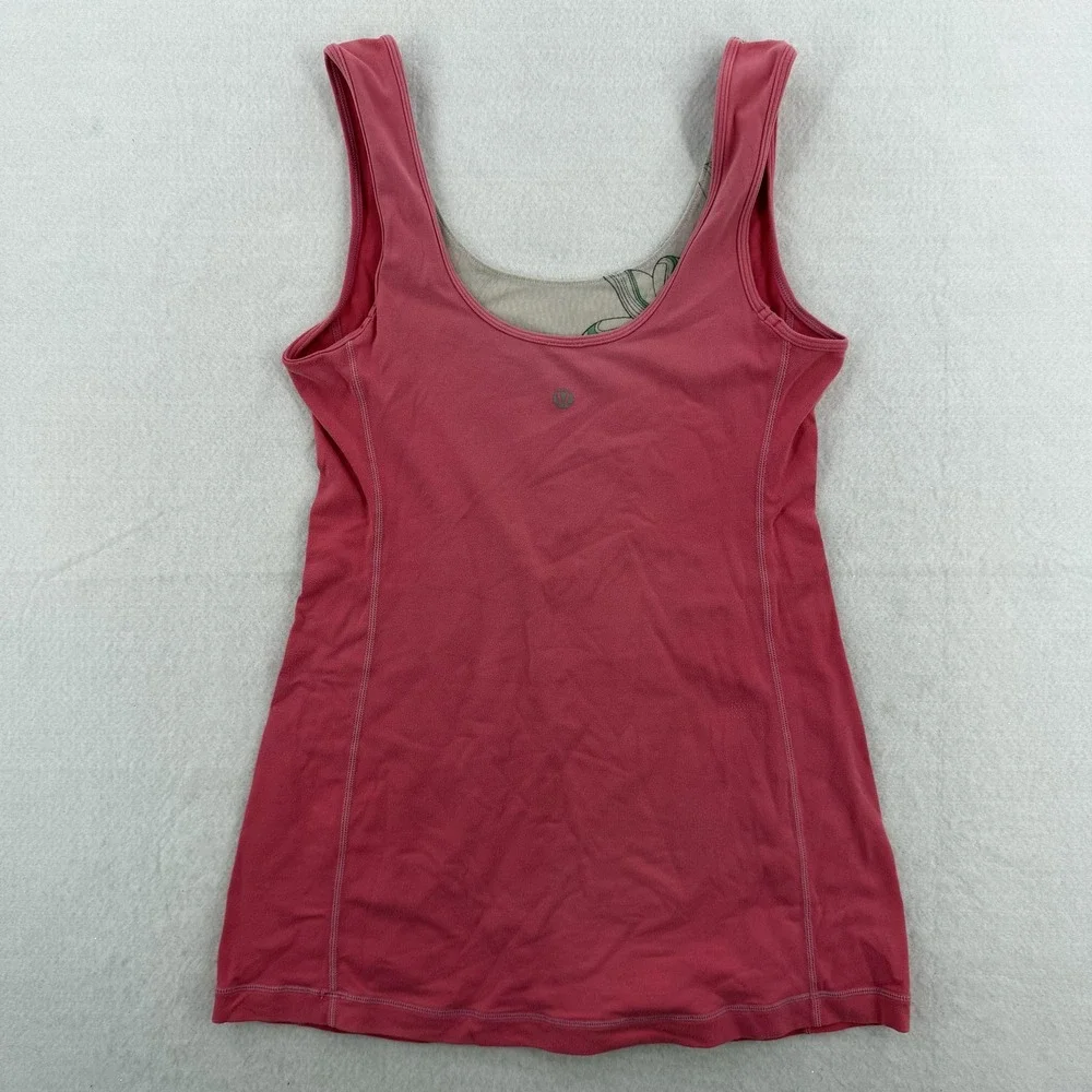 Lululemon Tank Top Womens 8 Pink Scoop Neck Built In‎ Bra Floral Lined Yoga Gym